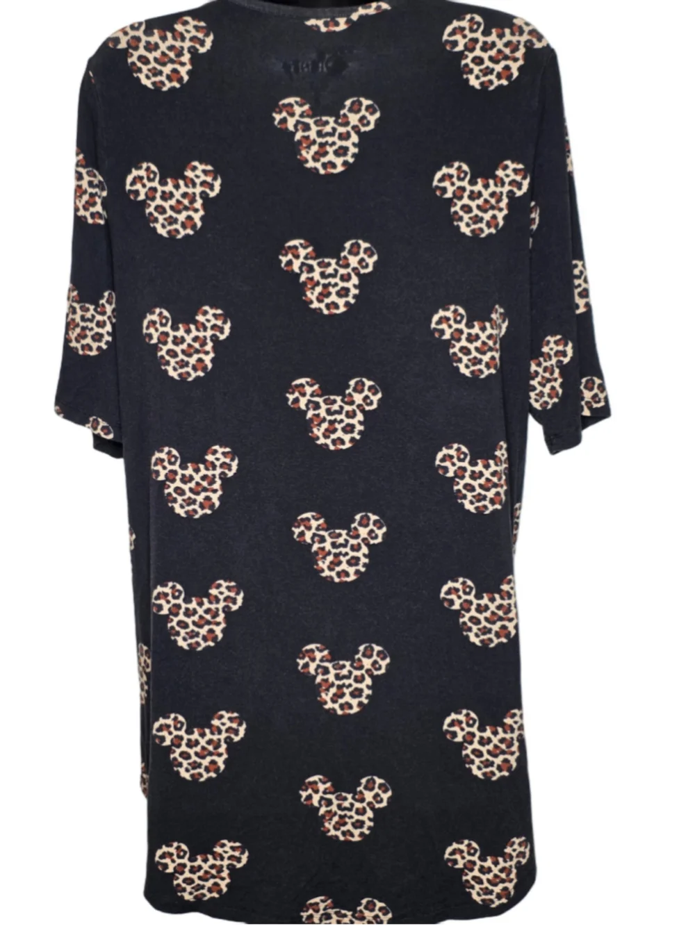 Disney Mickey Mouse Leopard Print Short Sleeve Tee Black Women's Size 2 - Picture 3 of 4
